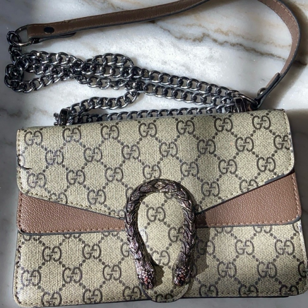 Beige and Brown Women's Bag